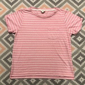 J. Crew Womens Pink&White Striped Short Sleeve Top Size Medium